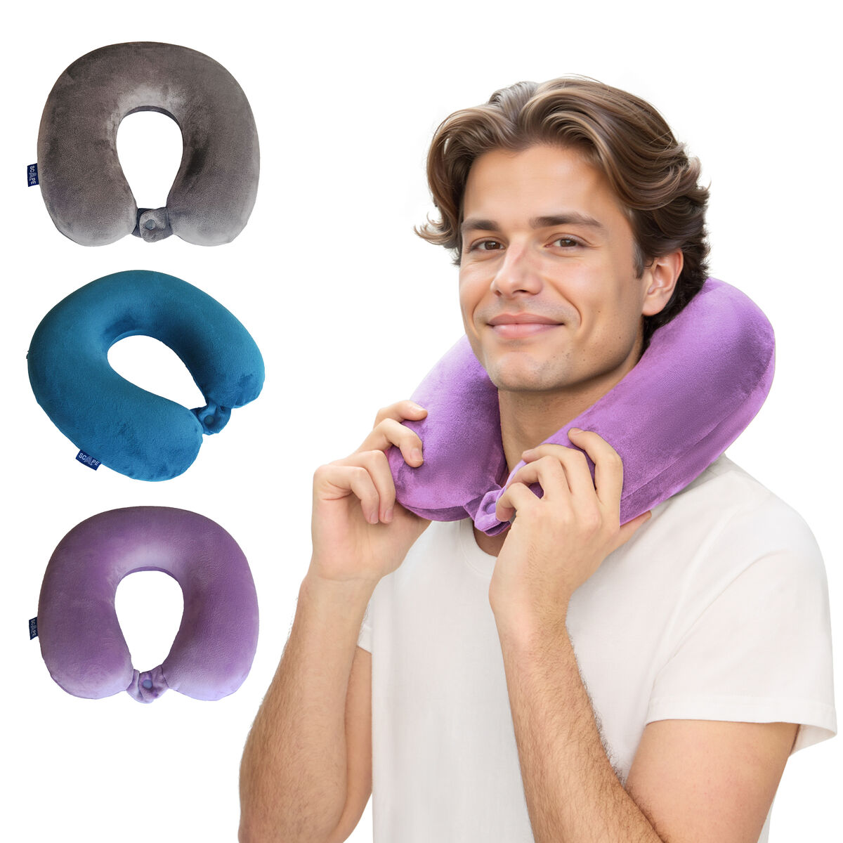 Travel pillow Scape Travel Blue Grey Lilac Travel pillow Scape Travel Blue Grey Lilac