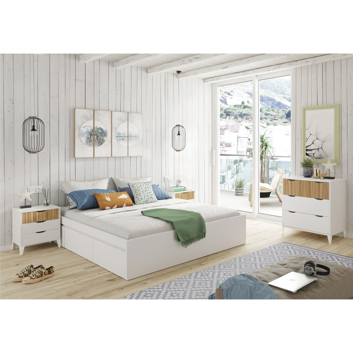 Nightstand Fors White Natural 40 X 33 X 50 cm