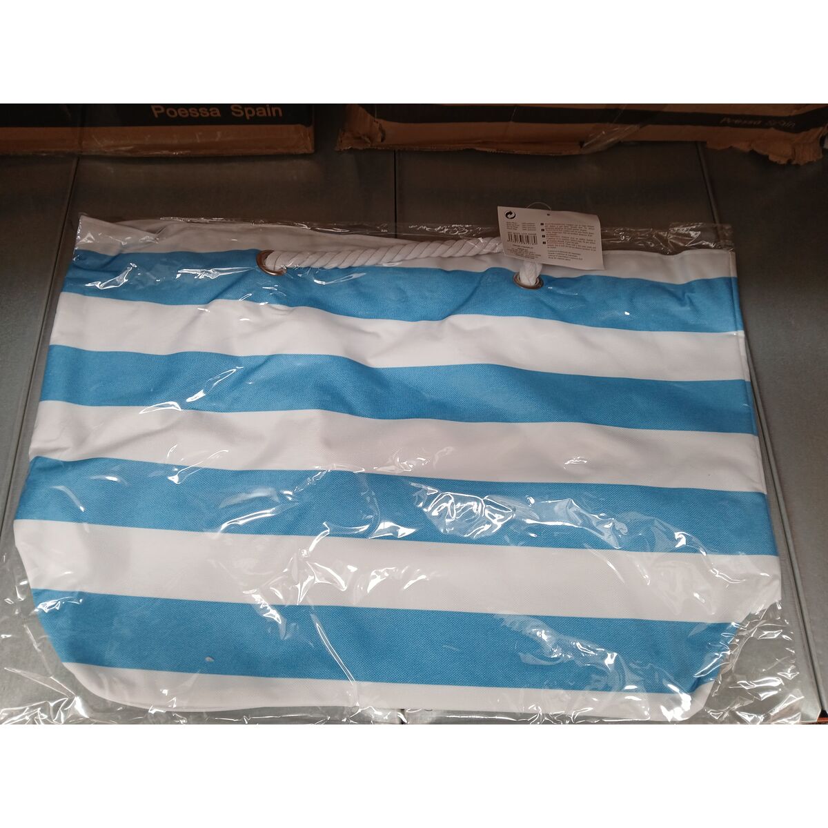 Beach Bag Bismark Blue White Oxford 59 x 19 x 40 cm
