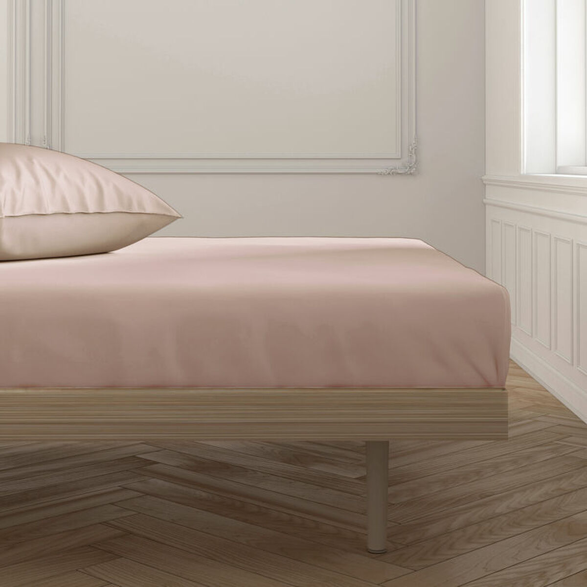 Fitted bottom sheet Happy Home Mix Colors Nude Small double