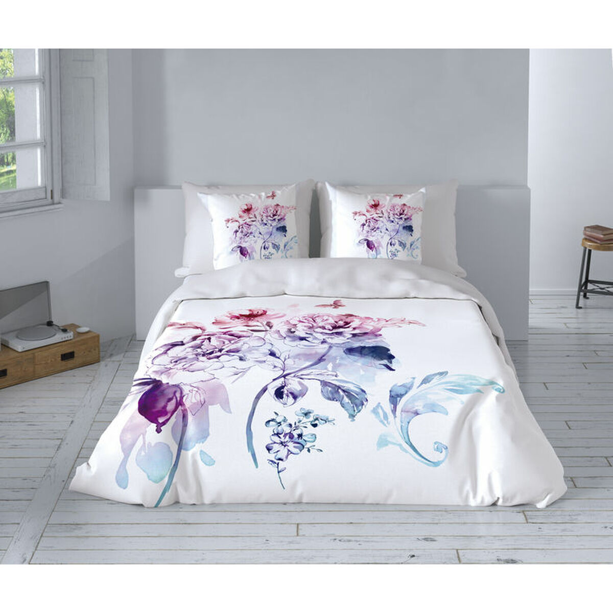 Duvet cover set Hosteline Kobe Blue Double 3 Pieces Duvet cover set Hosteline Kobe Blue Double 3 Pieces
