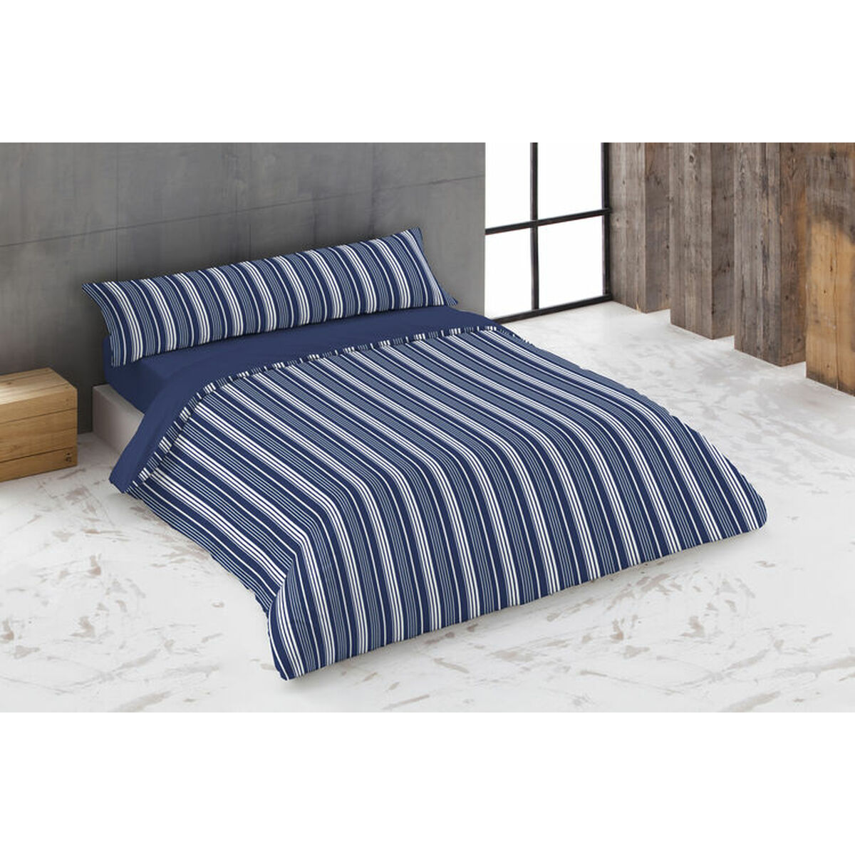 Duvet cover set Hosteline KING Blue Super king 260 x 240 cm 4 Pieces Duvet cover set Hosteline KING Blue Super king 260 x 240 cm 4 Pieces