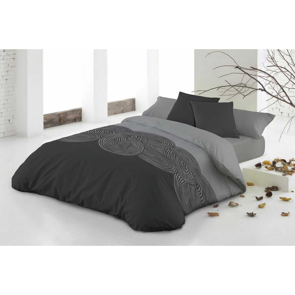 Duvet cover set Hosteline ONENAL Grey Single 2 Pieces Duvet cover set Hosteline ONENAL Grey Single 2 Pieces