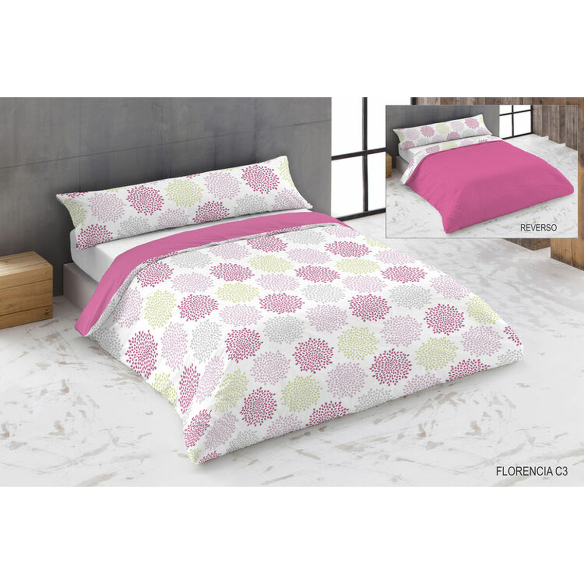 Duvet cover set Hosteline FLORENCIA Pink Super king 3 Pieces Duvet cover set Hosteline FLORENCIA Pink Super king 3 Pieces