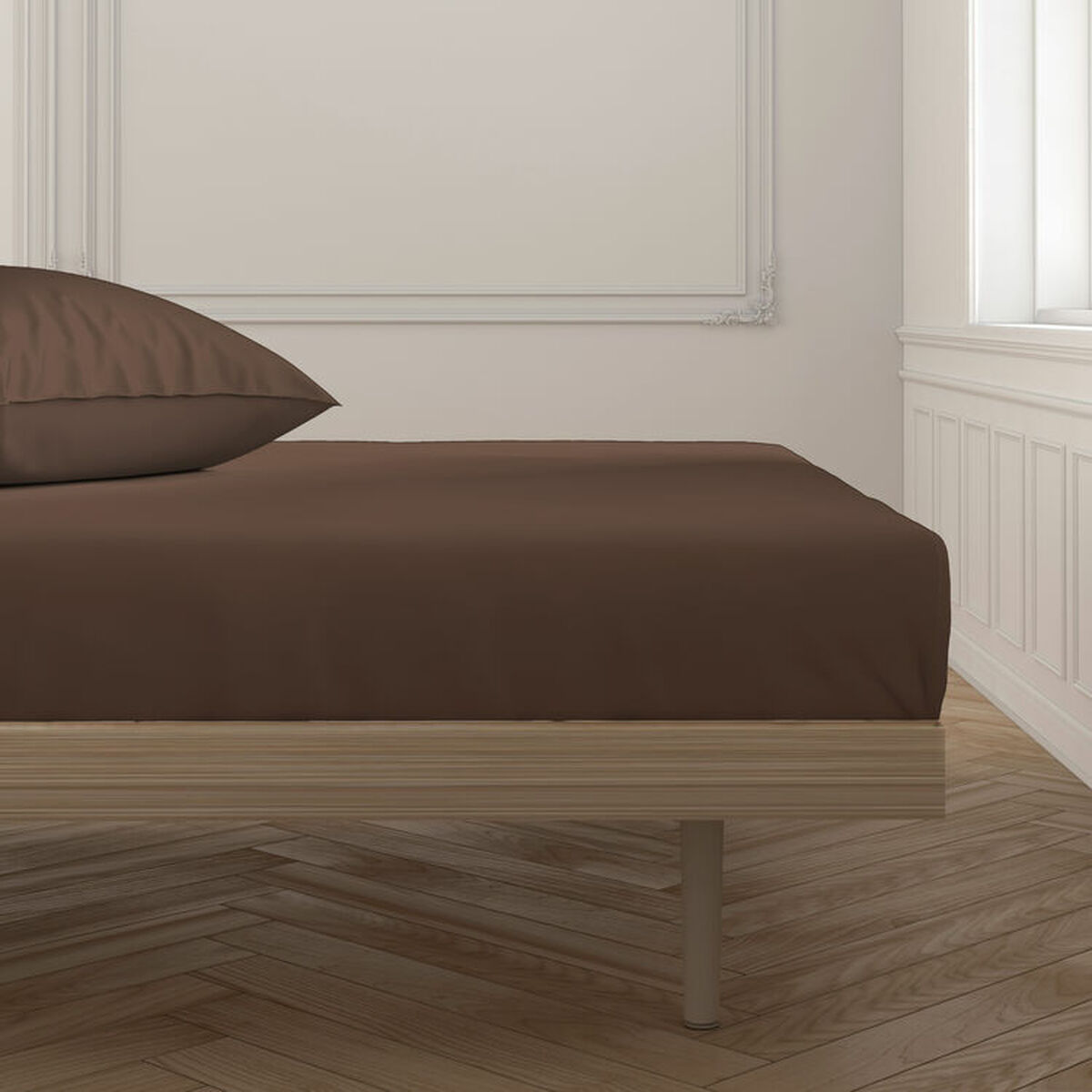 Fitted bottom sheet Happy Home Mix Colors Brown Single