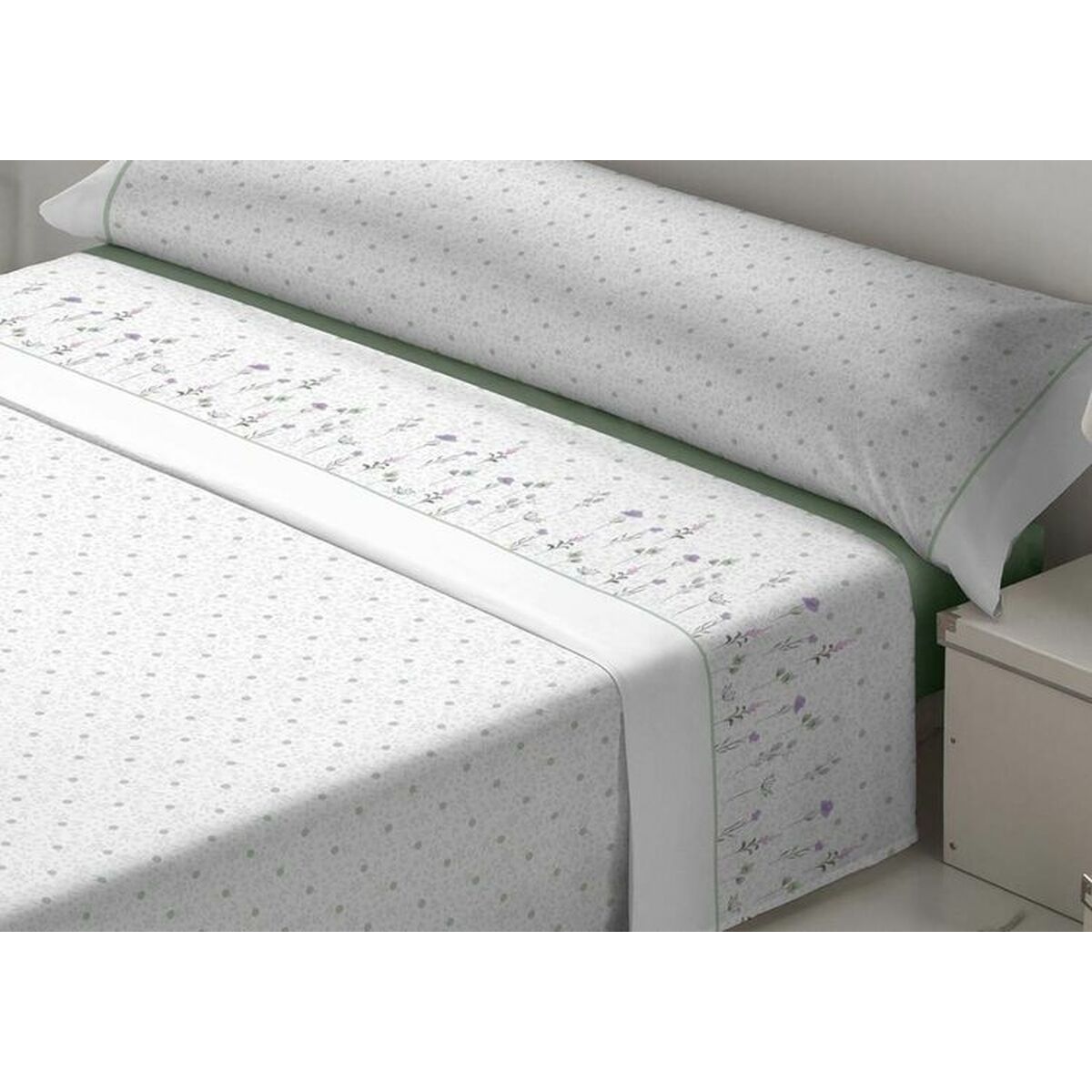 Bedding set Tejidos Reina Nicola White Green Super king Bedding set Tejidos Reina Nicola White Green Super king