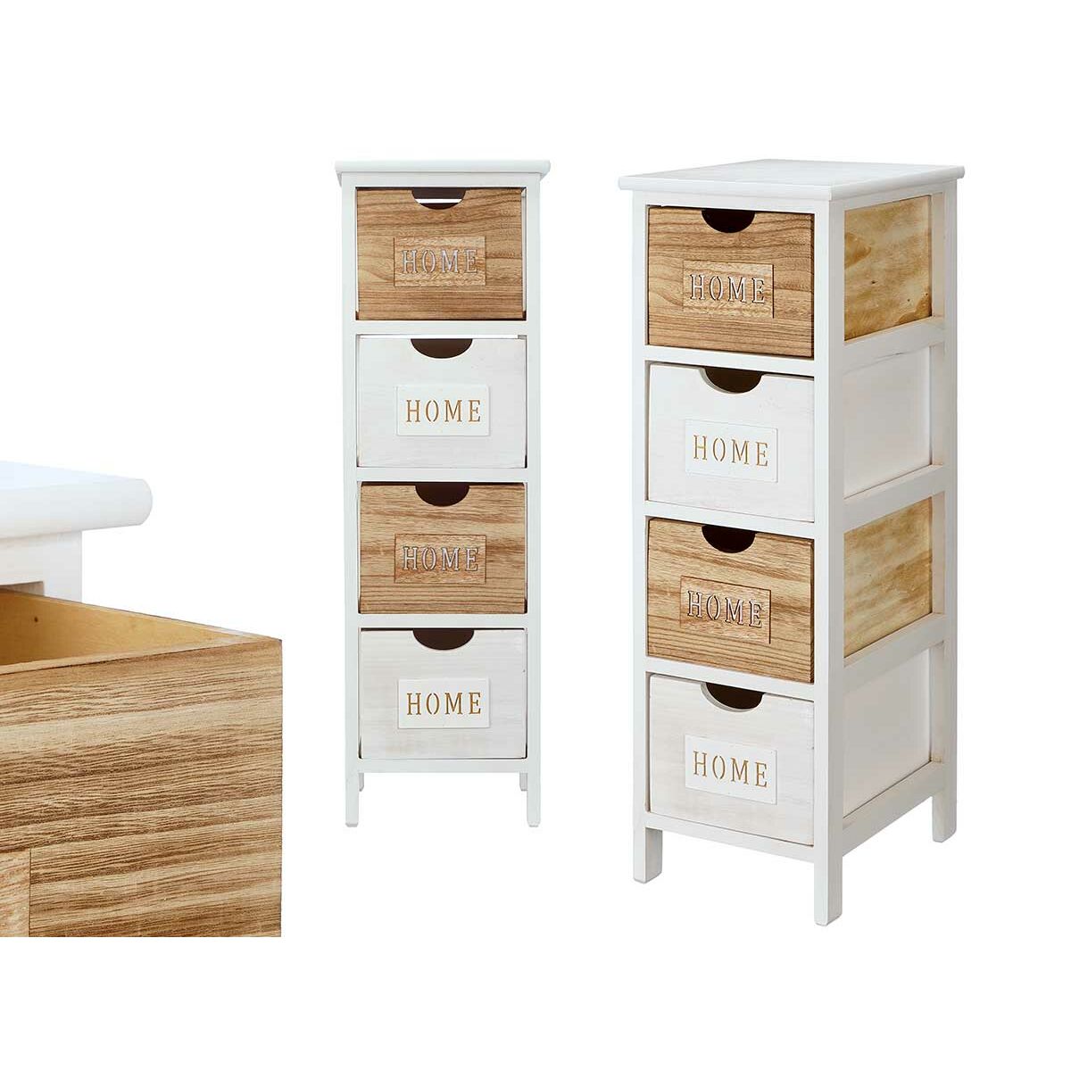 Chest of drawers Gift Decor HW6650B-4D Home White Brown 26 x 81 x 31,6 cm
