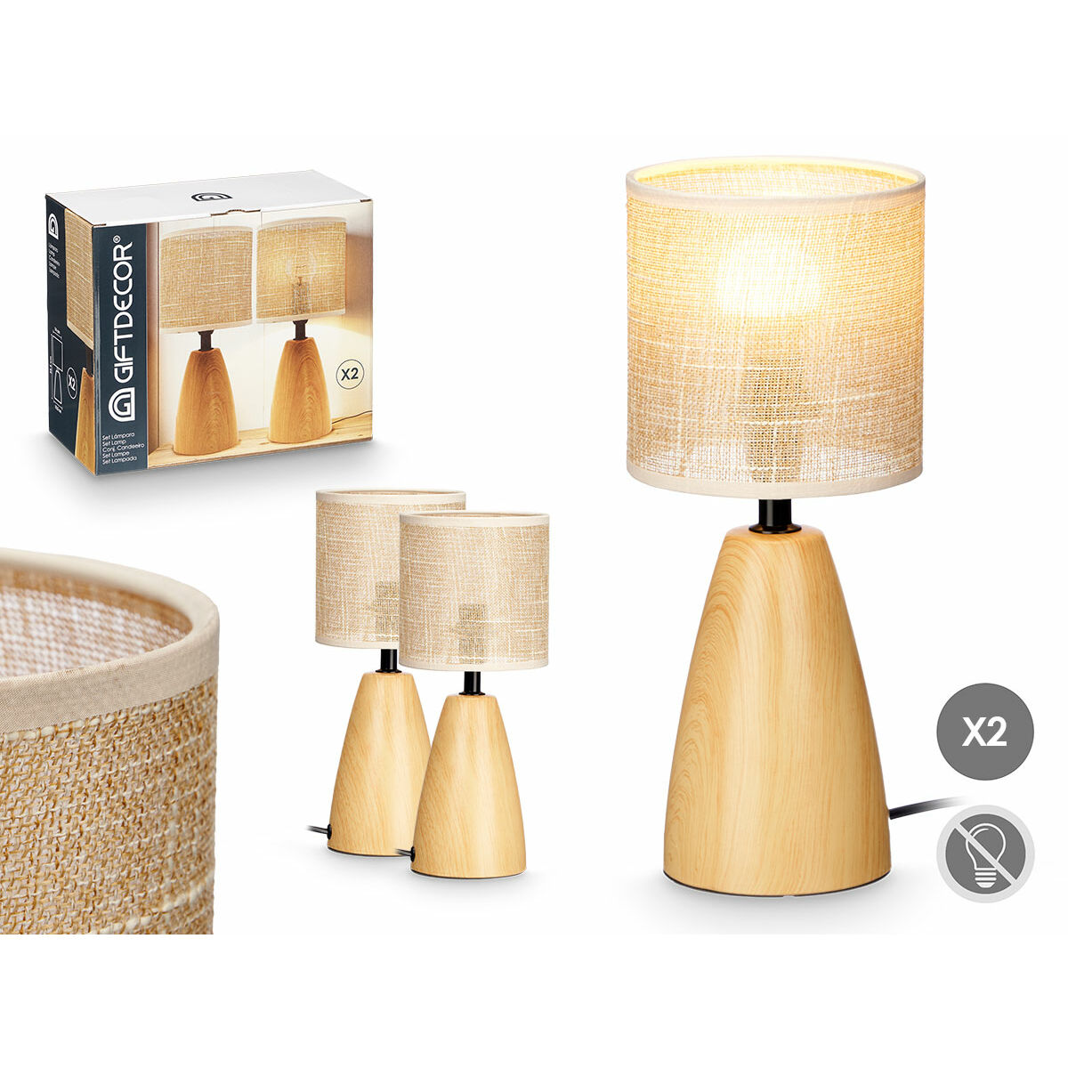 Desk lamp Brown 60 W 2 Units