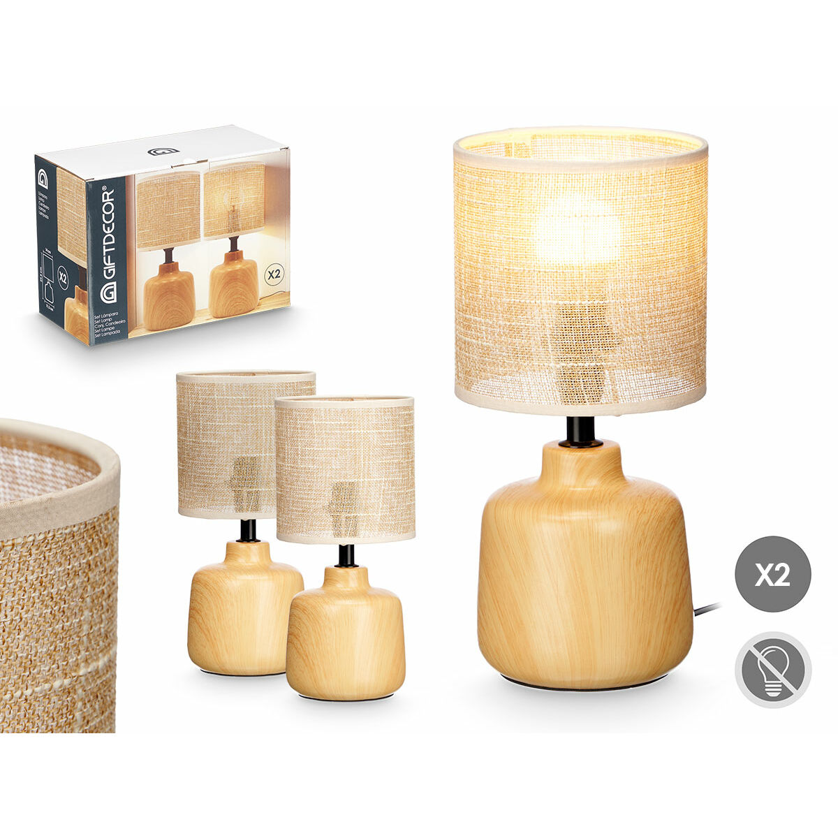 Desk lamp Brown 60 W 2 Units