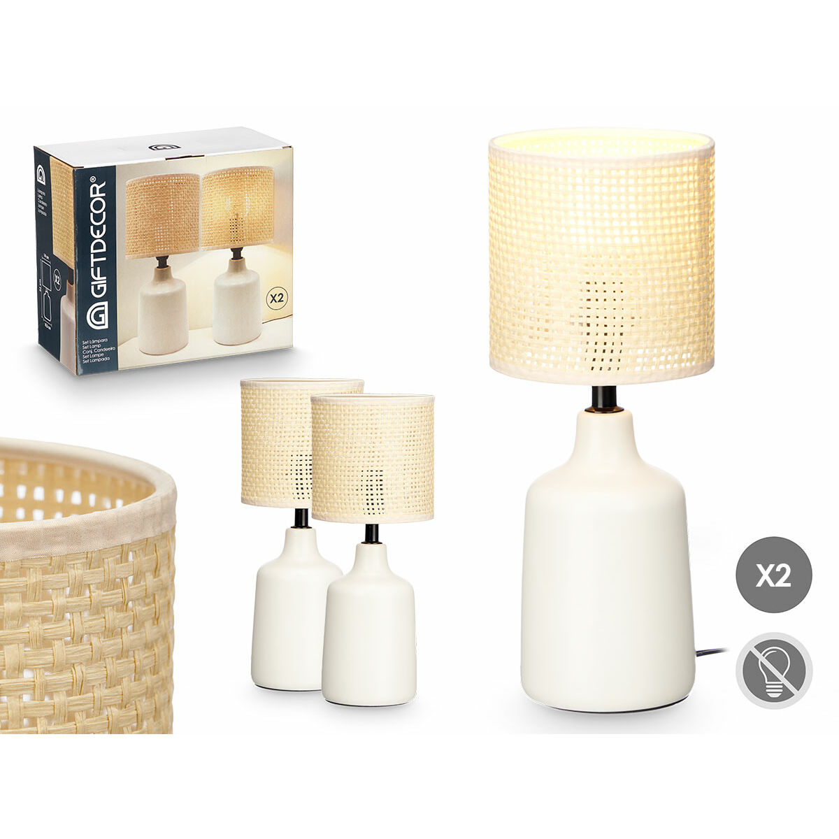 Desk lamp White 60 W 2 Units