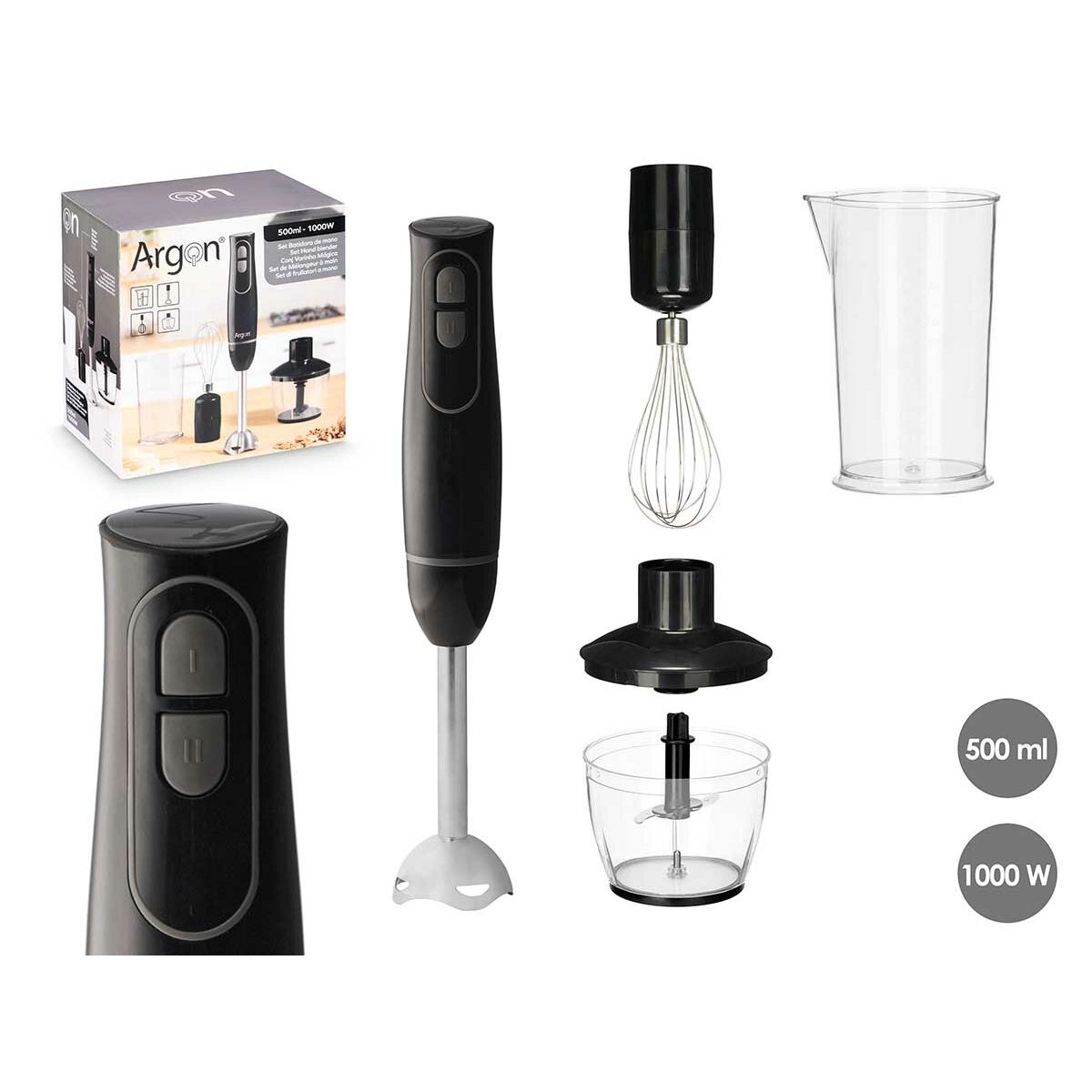 Hand-held Blender Argon JE-908BL Black Grey 1000 W Hand-held Blender Argon JE-908BL Black Grey 1000 W