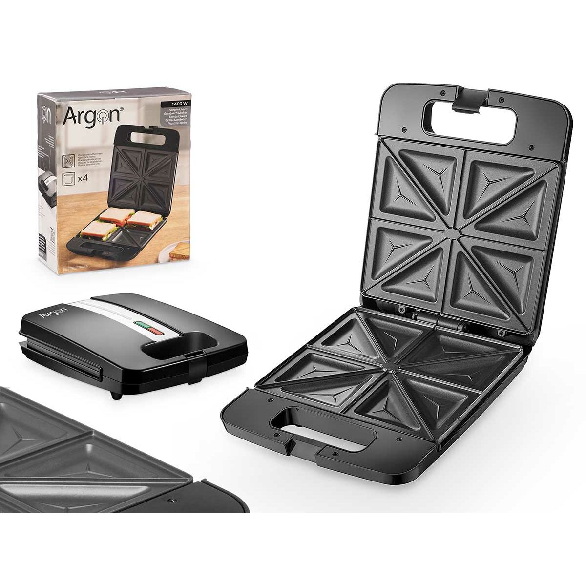 Sandwich Maker Argon K-718-2 Black Steel 1400 W Sandwich Maker Argon K-718-2 Black Steel 1400 W