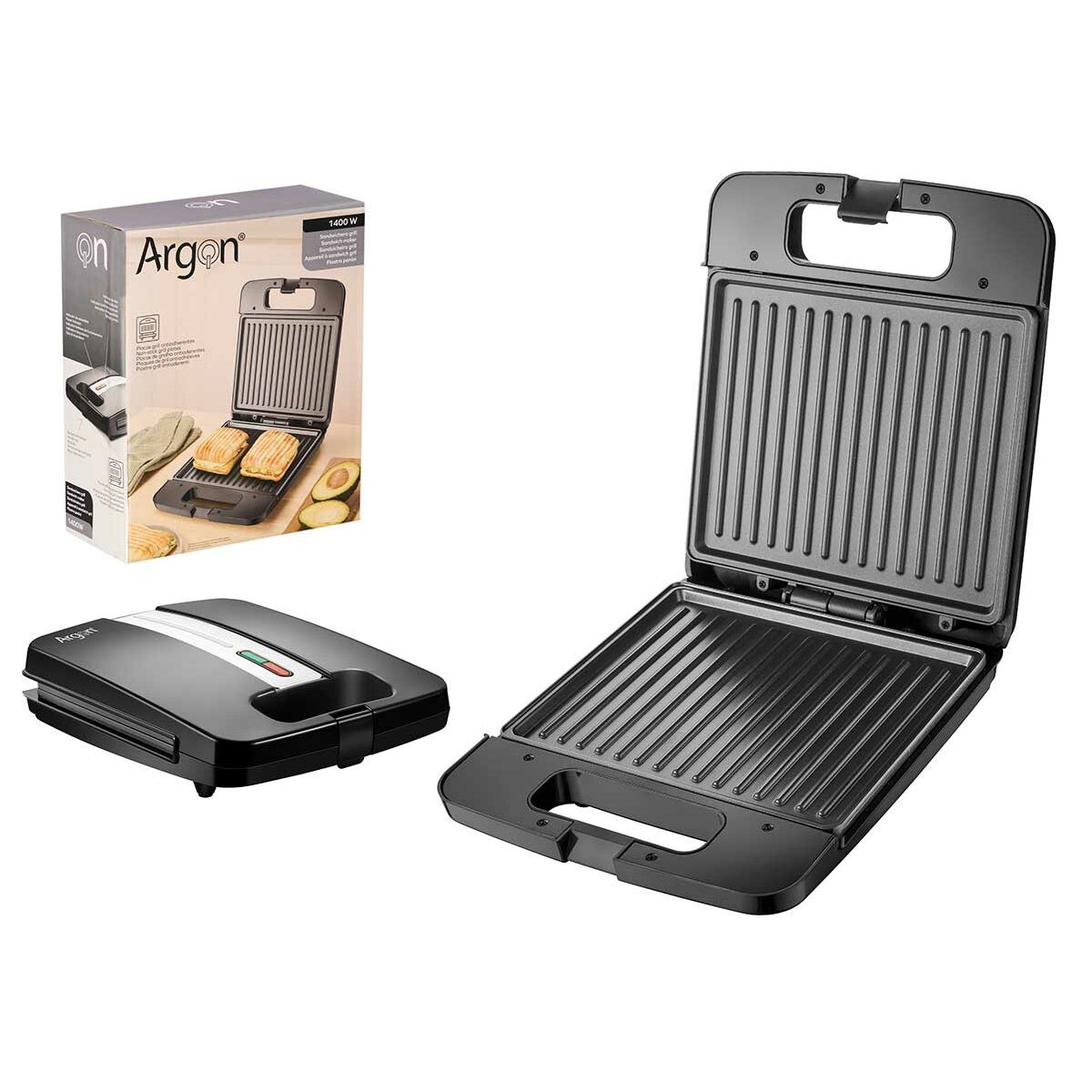 Sandwich Toaster Grill Argon K-718-2 Black Steel 1400 W Sandwich Toaster Grill Argon K-718-2 Black Steel 1400 W