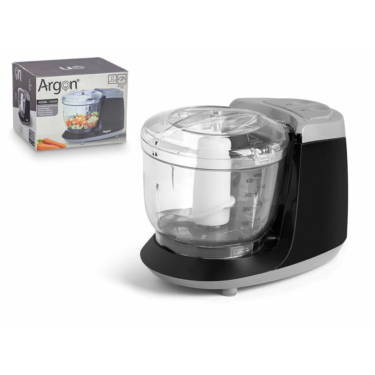 Mincer Argon Black Grey Transparent Silver Stainless steel Plastic 400 ml 350 W