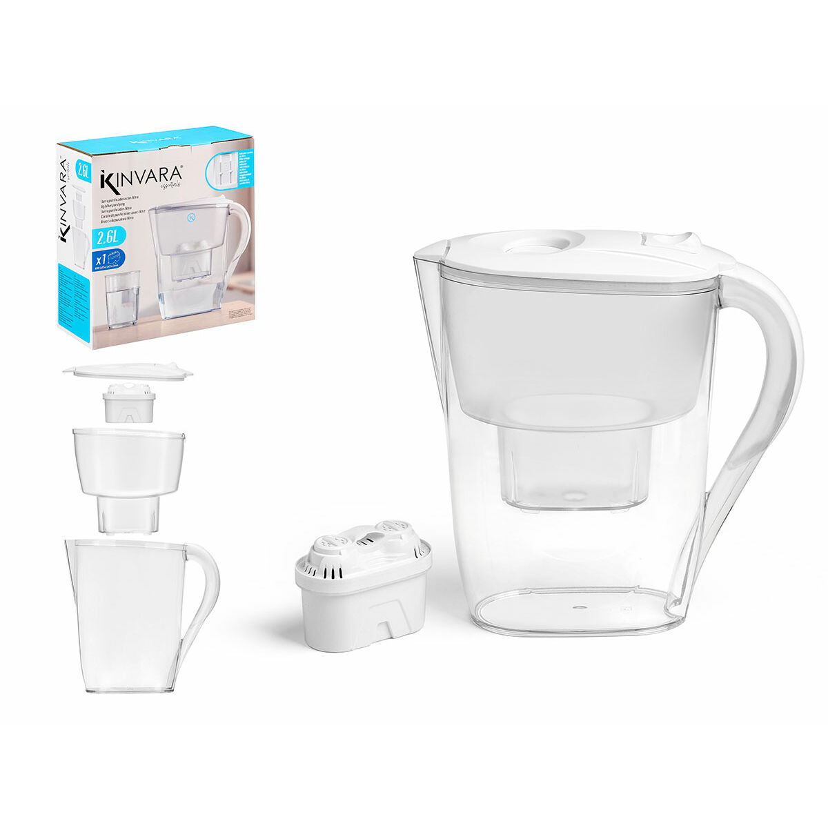Filter jug Kinvara White Transparent ABS 2,6 L