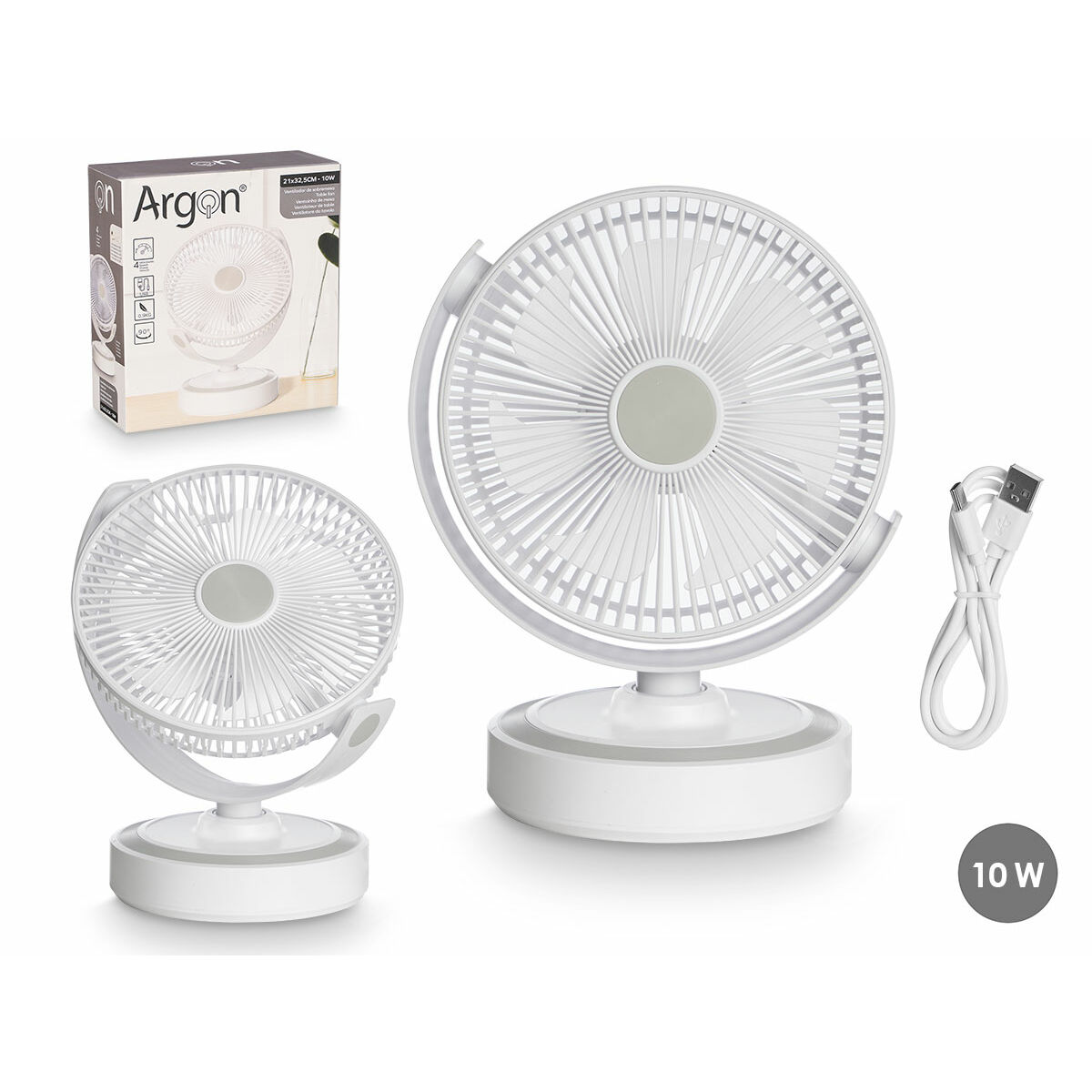 Table Fan Argon 5080 5080 White 10 W 21 x 28 x 32,5 cm