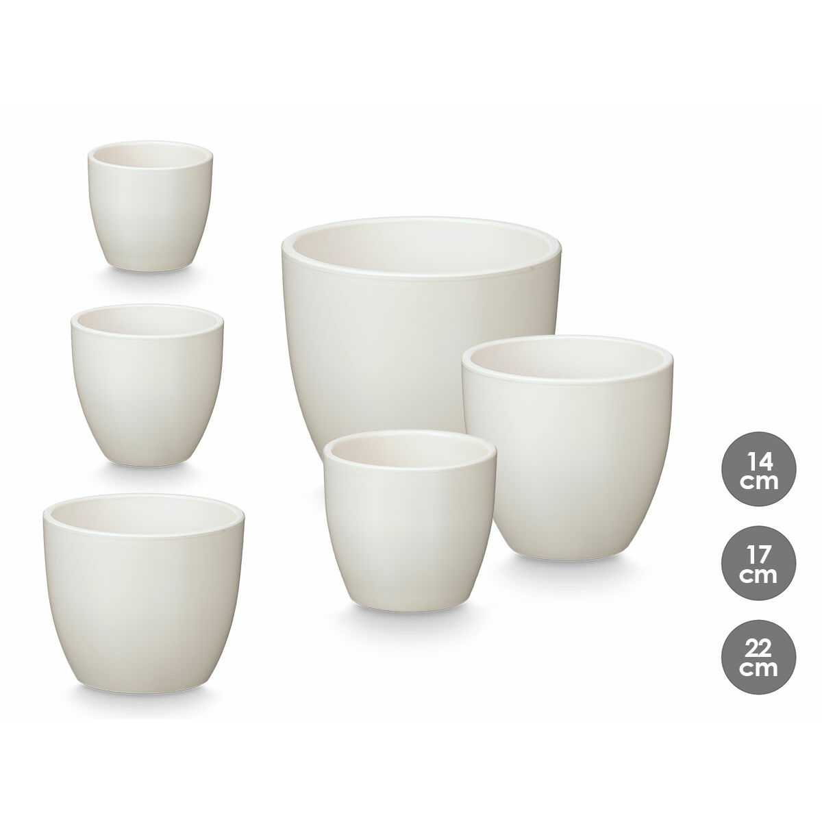 Set of pots Ibergarden White Clay  14 cm  22 cm  17 cm 3 Pieces