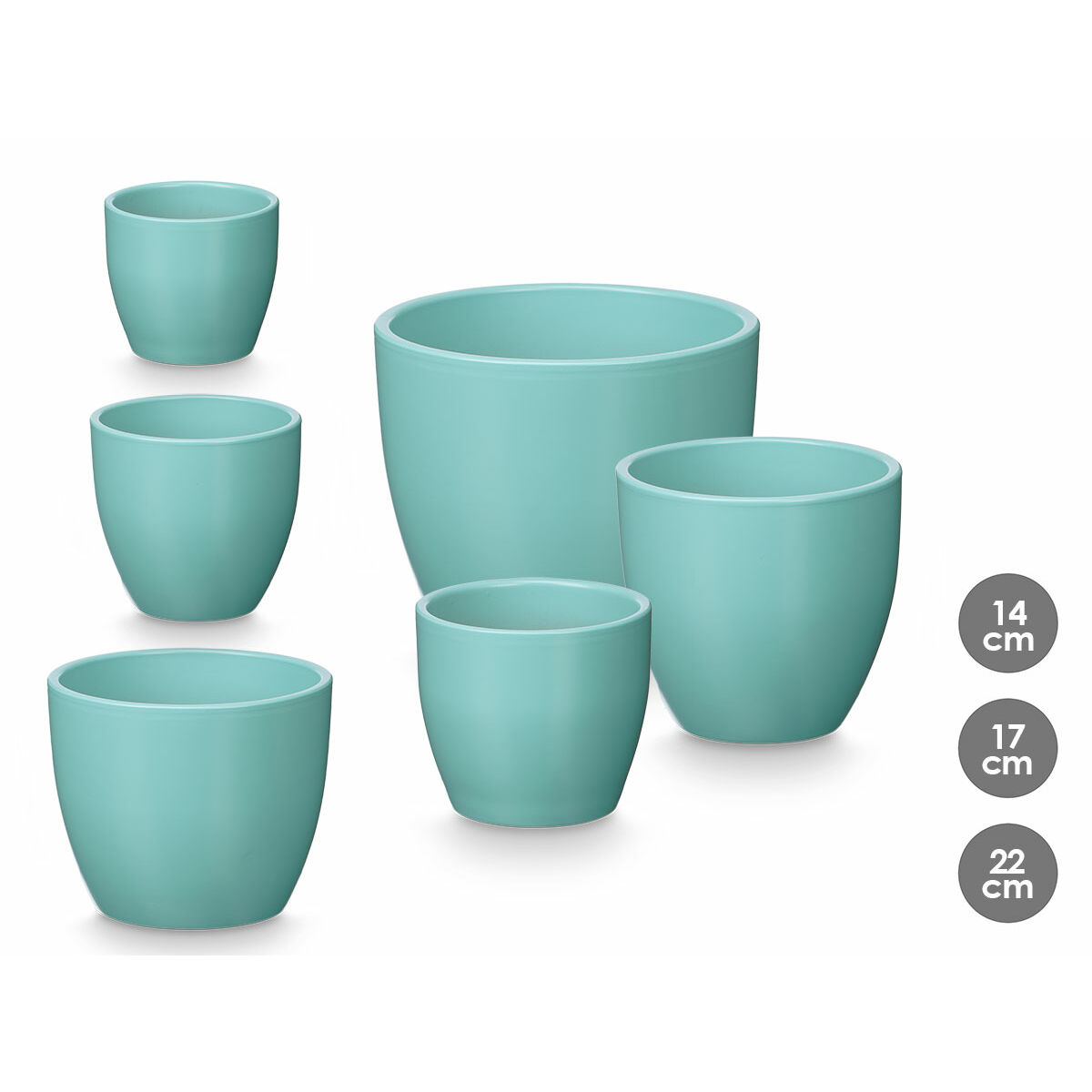 Set of pots Ibergarden Turquoise Clay  14 cm  22 cm  17 cm 3 Pieces