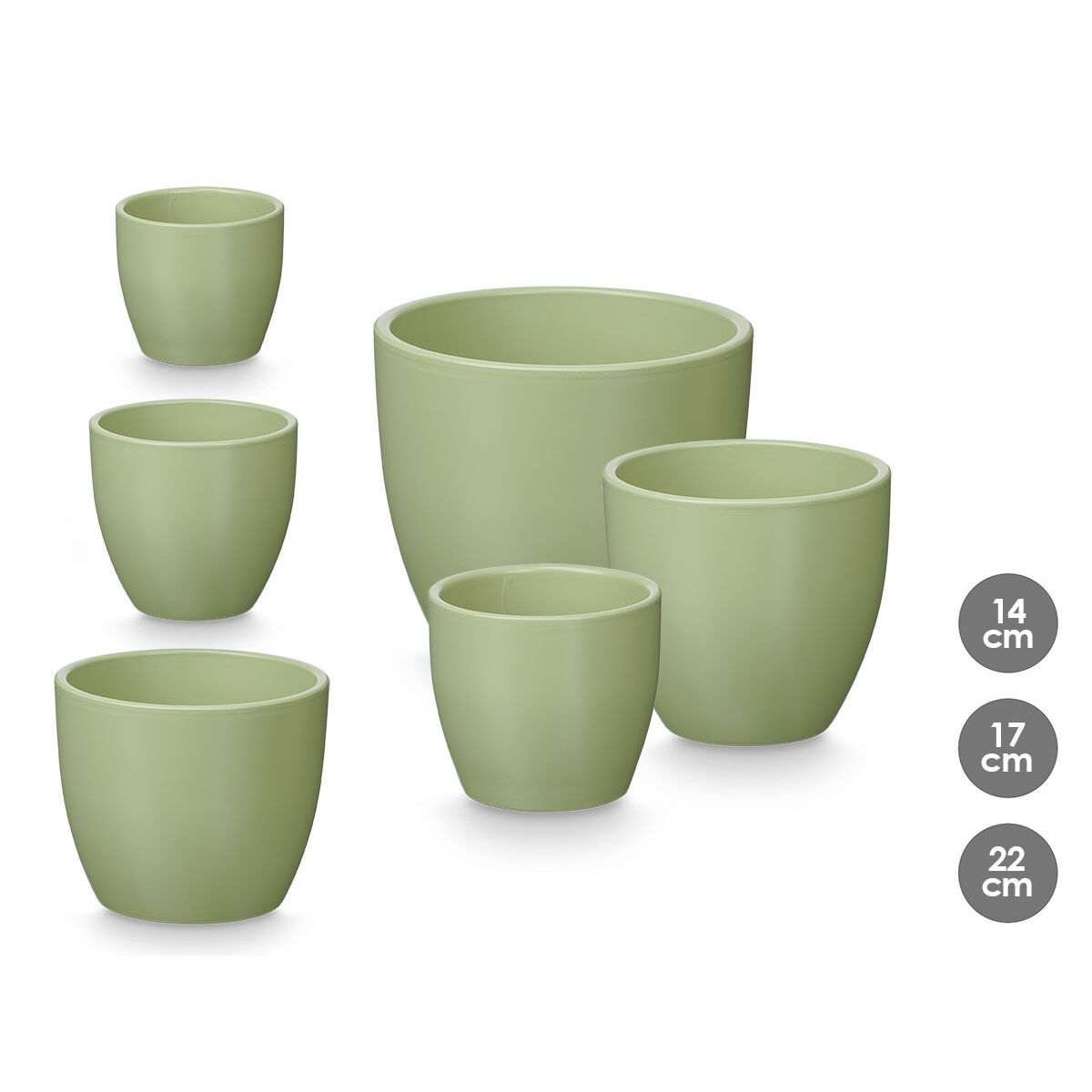 Set of pots Ibergarden Mint Clay  14 cm  22 cm  17 cm 3 Pieces