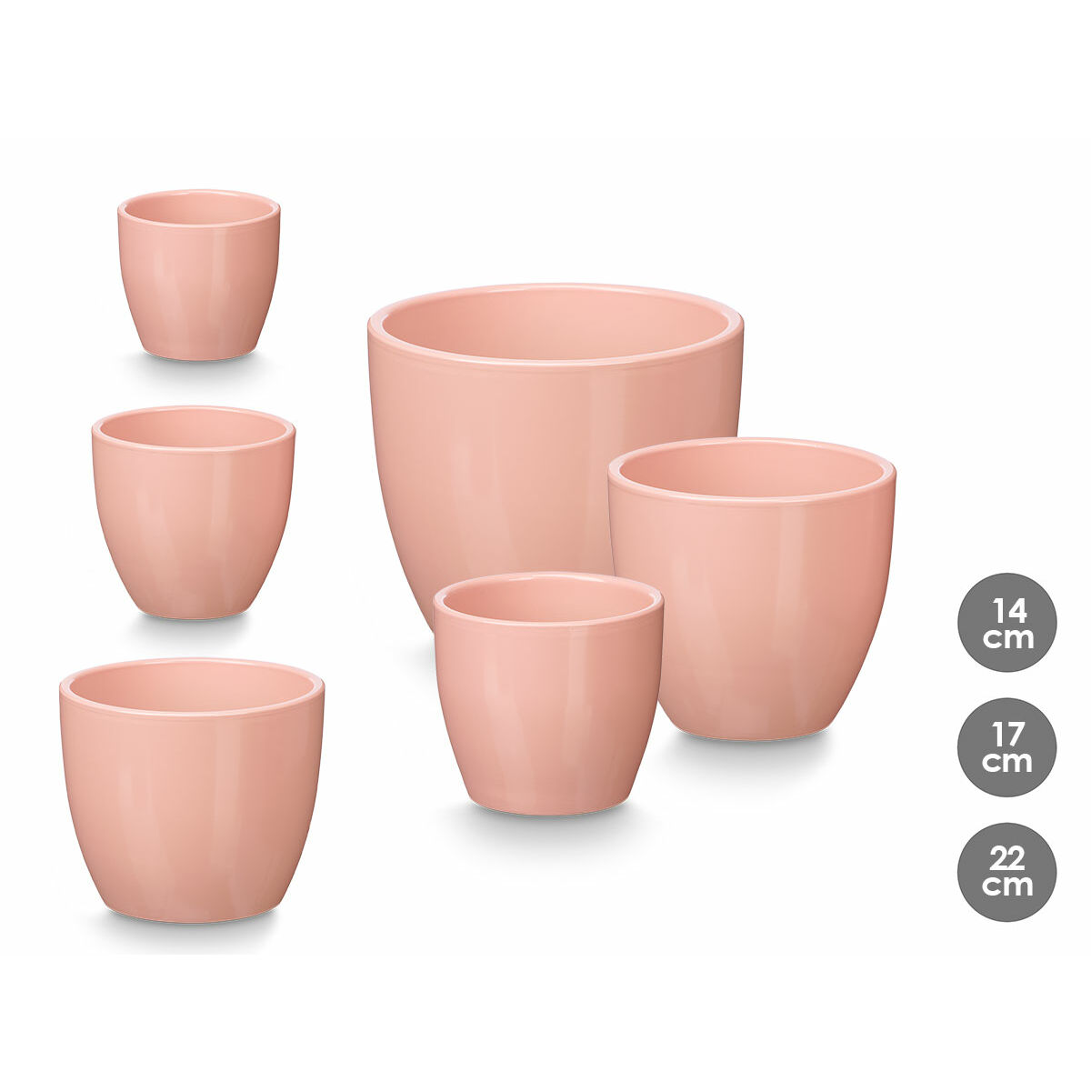 Set of pots Ibergarden Pink Clay  14 cm  22 cm  17 cm 3 Pieces