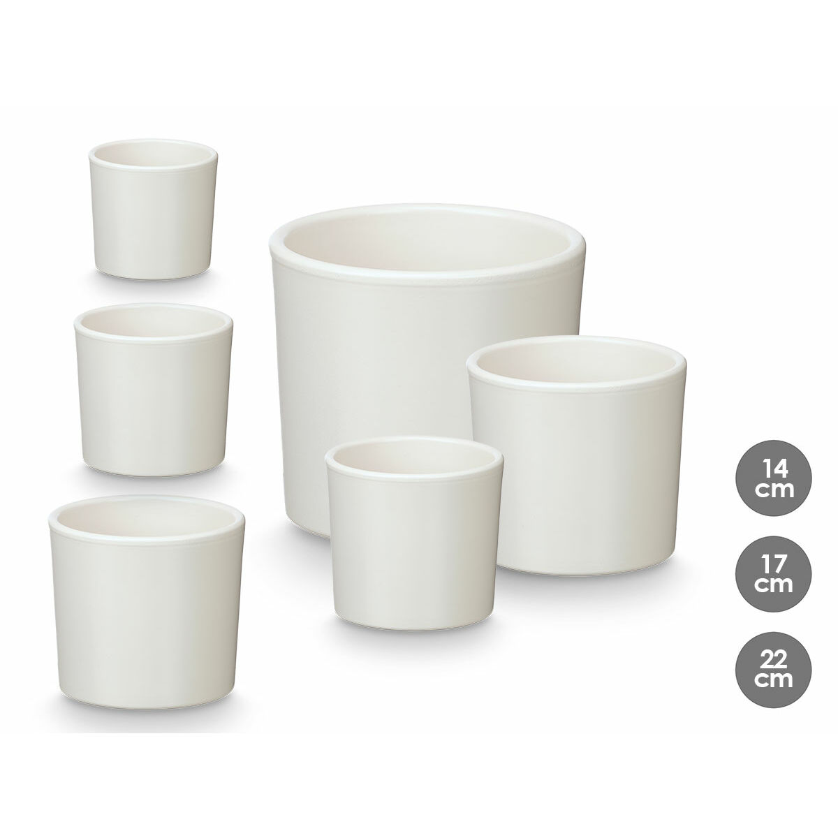 Set of pots Ibergarden White Clay  14 cm  22 cm  17 cm 3 Pieces