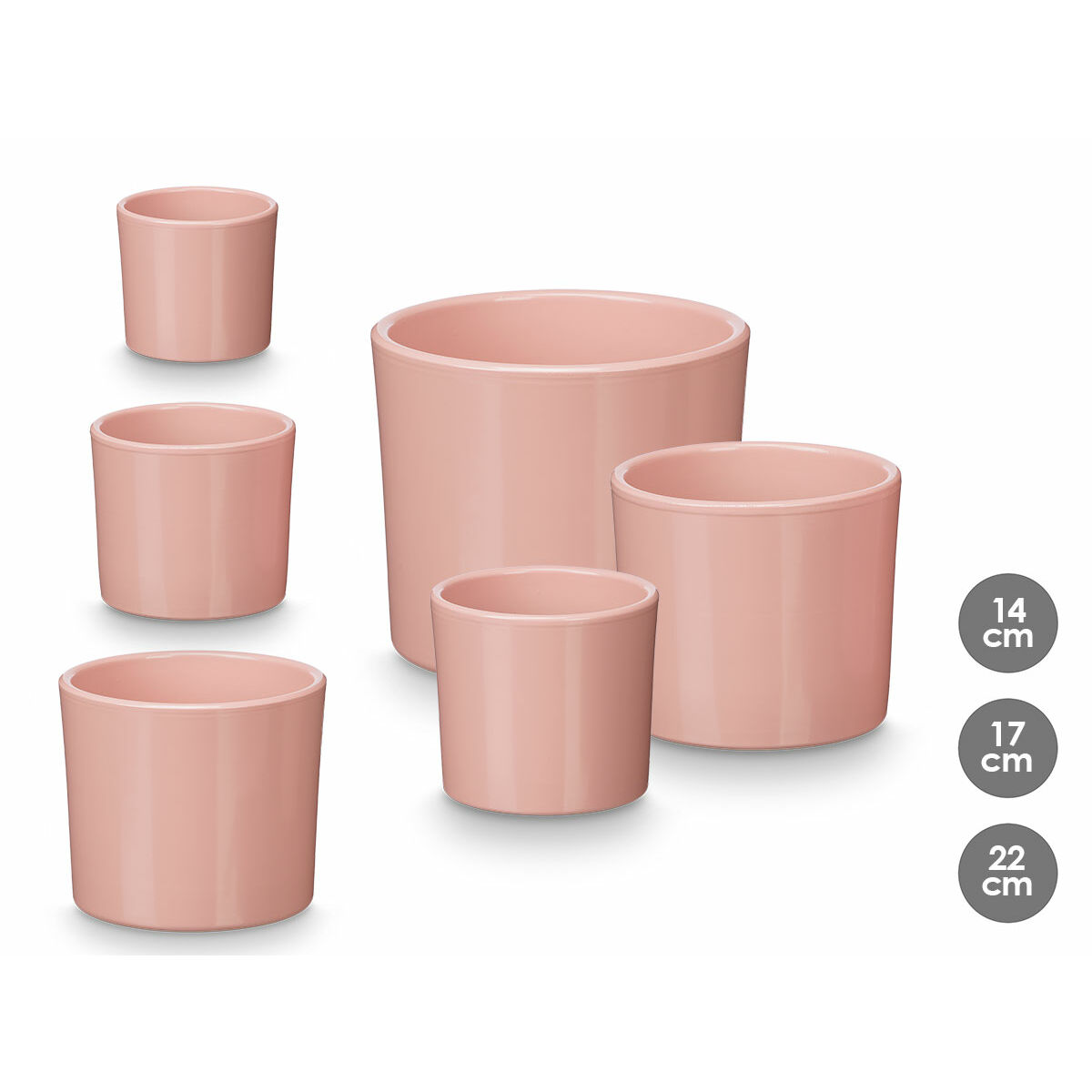 Set of pots Ibergarden Pink Clay  14 cm  22 cm  17 cm 3 Pieces