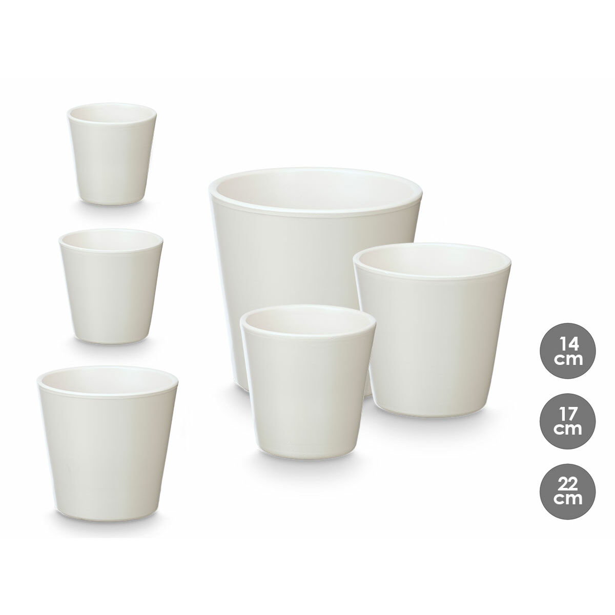 Set of pots Ibergarden White Clay  14 cm  22 cm  17 cm 3 Pieces