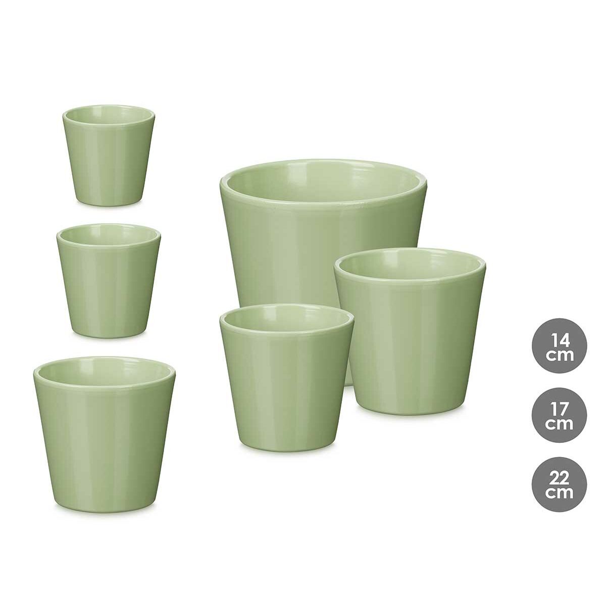 Set of pots Ibergarden Mint Clay  14 cm  22 cm  17 cm 3 Pieces