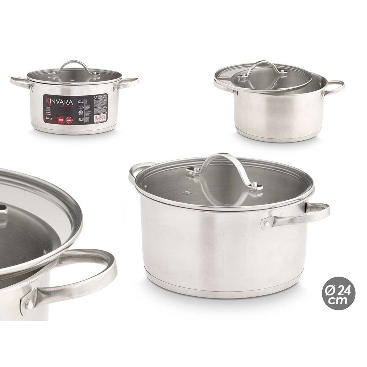 Casserole with lid Kinvara Silver 31,7 x 16,5 x 24 cm 30,5 x 14 x 23,5 cm 31 x 14 x 23,5 cm