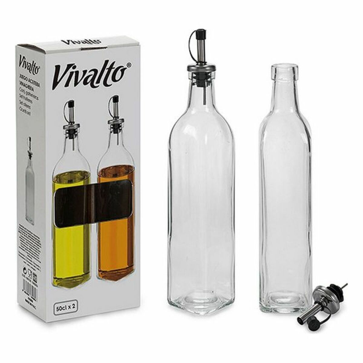 Oil and Vinegar Set Vivalto Transparent Glass Silicone Crystal 500 ml 5,7 x 29,5 x 5,7 cm 12 x 31 x 6 cm 2 Units Oil and Vinegar Set Vivalto Transparent Glass Silicone Crystal 500 ml 5,7 x 29,5 x 5,7 cm 12 x 31 x 6 cm 2 Units