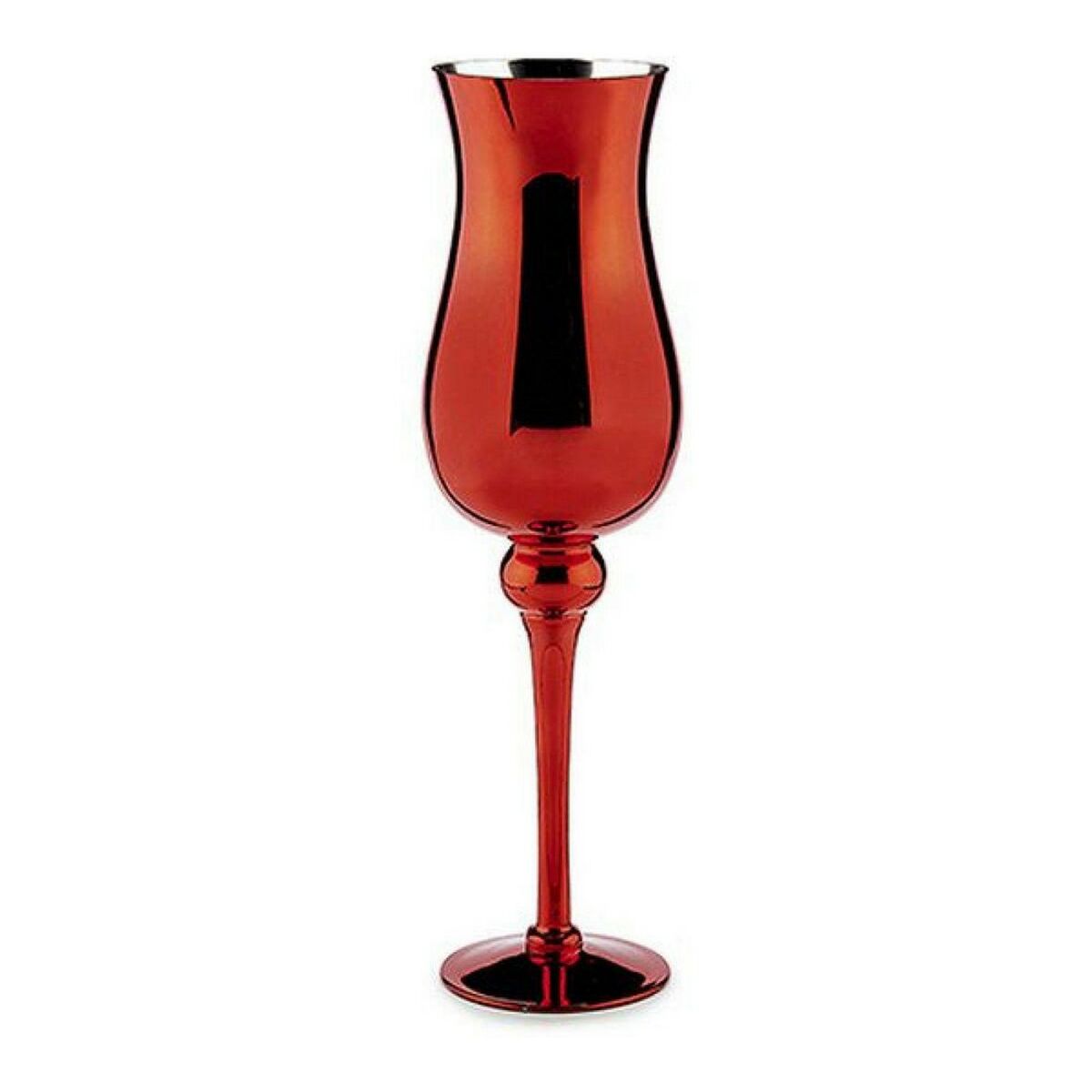 Candleholder Red Crystal 13,5 x 4,5 x 13,5 cm Candleholder Red Crystal 13,5 x 4,5 x 13,5 cm