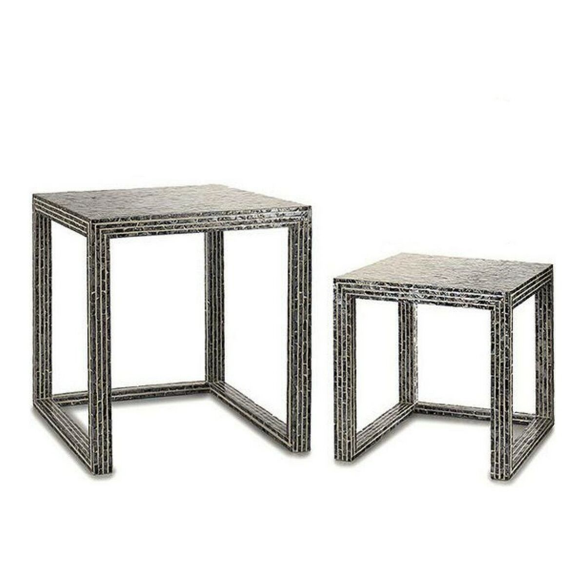 Side table Grey Mother of pearl Particleboard (2 Pieces) Side table Grey Mother of pearl Particleboard (2 Pieces)