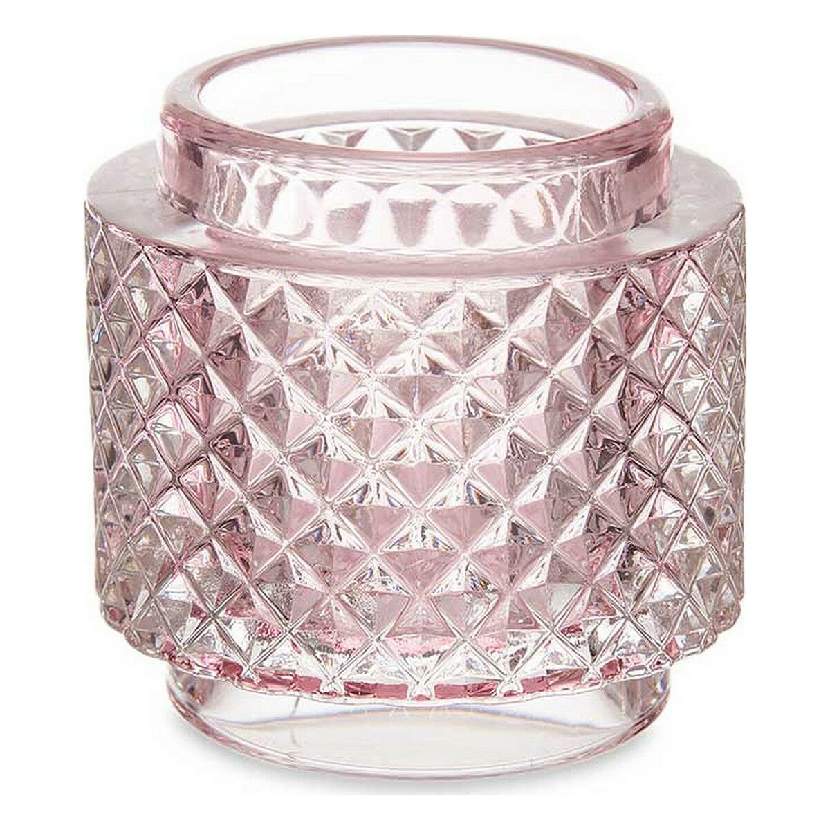 Candleholder 9 x 8,8 x 9 cm Pink Glass Candleholder 9 x 8,8 x 9 cm Pink Glass