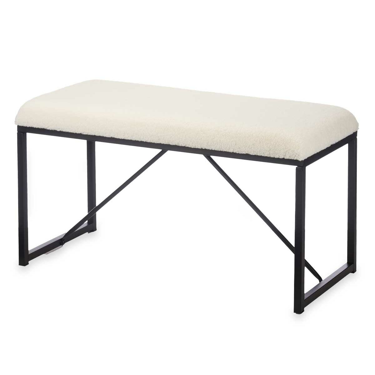 Bench Gift Decor TR23063-1 White Metal Cloth 81 x 42 x 38 cm