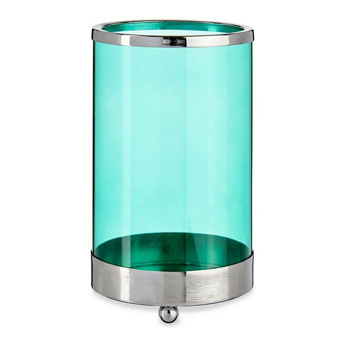 Candleholder Silver Blue Cylinder Metal Glass (9,7 x 16,5 x 9,7 cm) Candleholder Silver Blue Cylinder Metal Glass (9,7 x 16,5 x 9,7 cm)