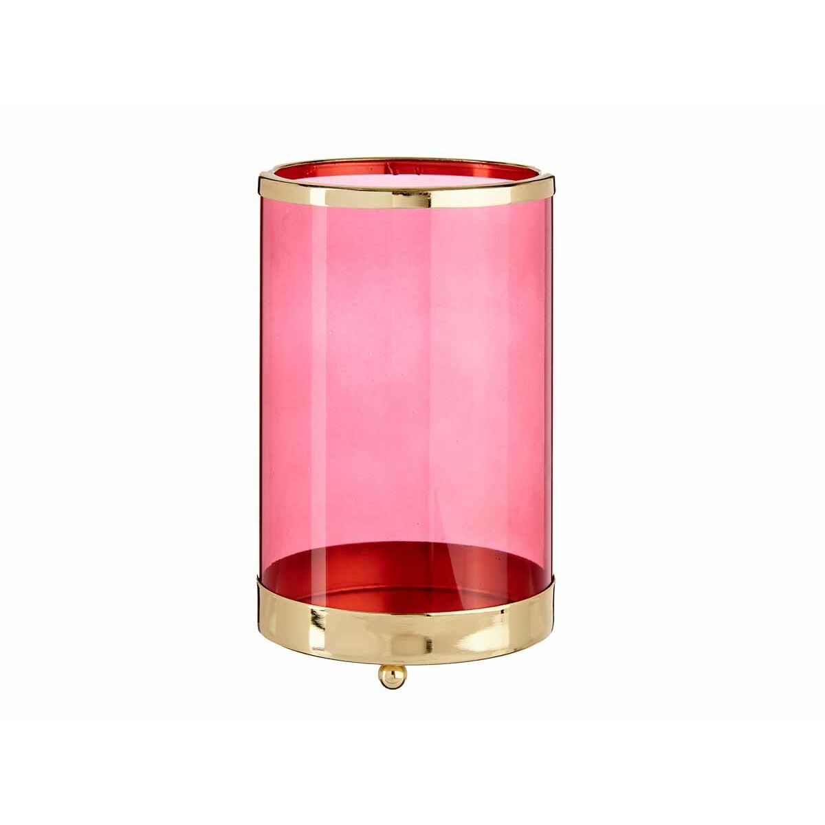 Candleholder Pink Golden Cylinder Metal Glass (12,2 x 19,5 x 12,2 cm) Candleholder Pink Golden Cylinder Metal Glass (12,2 x 19,5 x 12,2 cm)