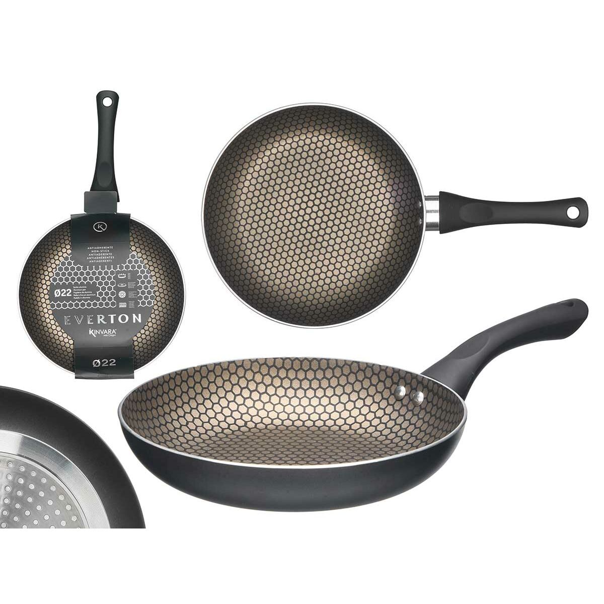 Non-stick frying pan Kinvara 9 Black Aluminium Bakelite 22 cm Induction
