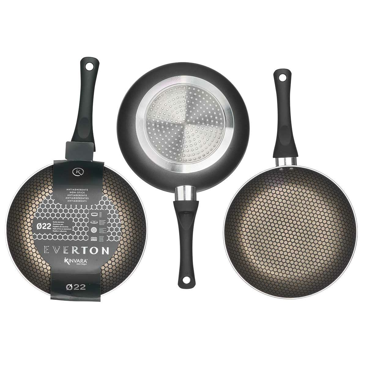 Non-stick frying pan Kinvara 9 Black Aluminium Bakelite 22 cm Induction