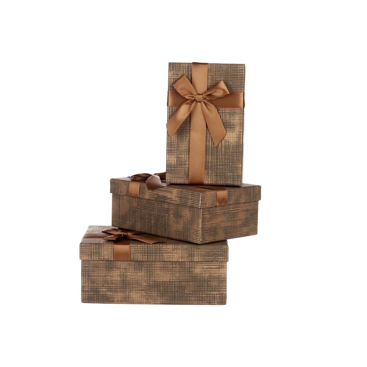 Set of decorative boxes Pincello 138 Brown Black Cardboard Stripes Lasso 3 Pieces Set of decorative boxes Pincello 138 Brown Black Cardboard Stripes Lasso 3 Pieces