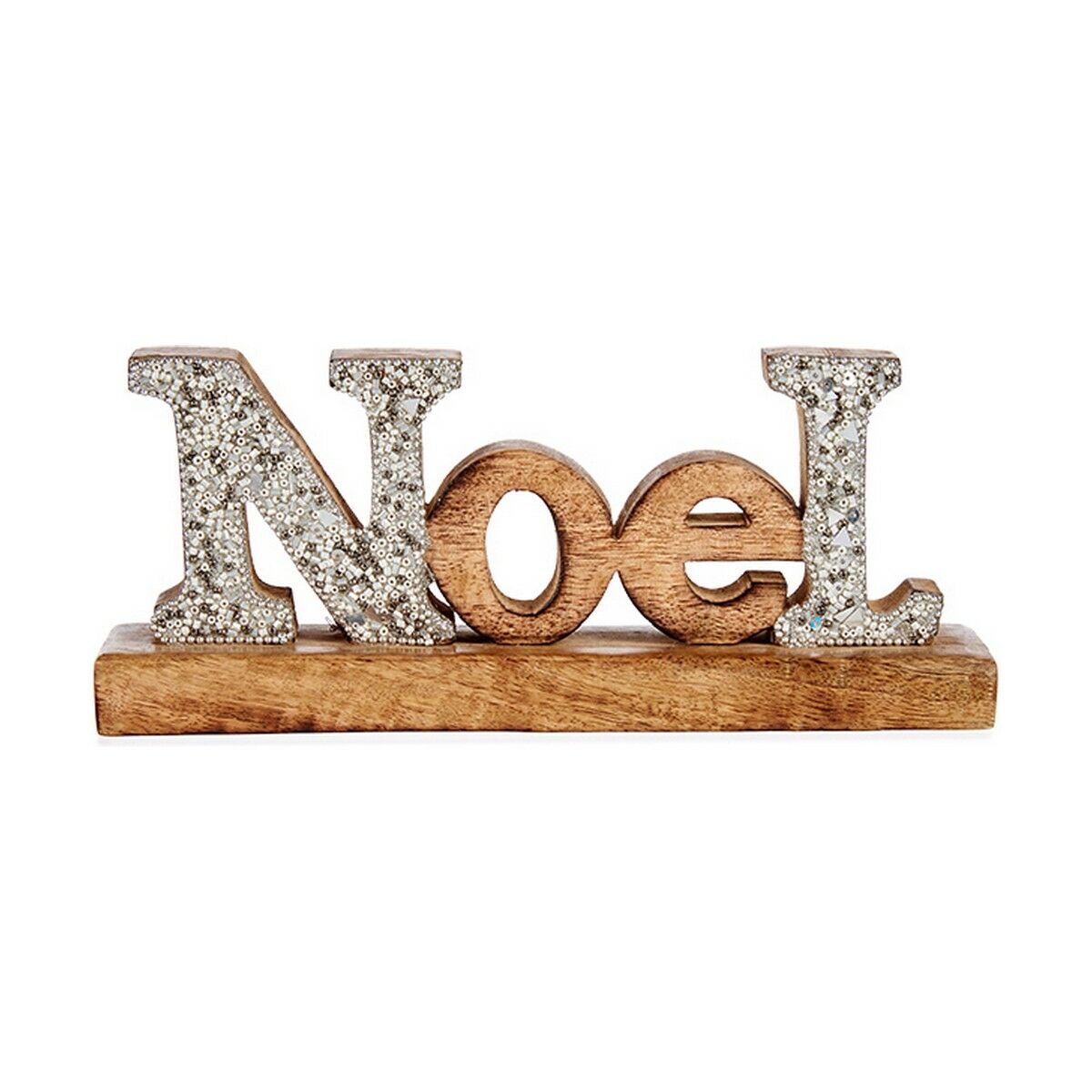 Decorative Figure Noel Glitter 6,5 x 10 x 25 cm Silver Wood Decorative Figure Noel Glitter 6,5 x 10 x 25 cm Silver Wood