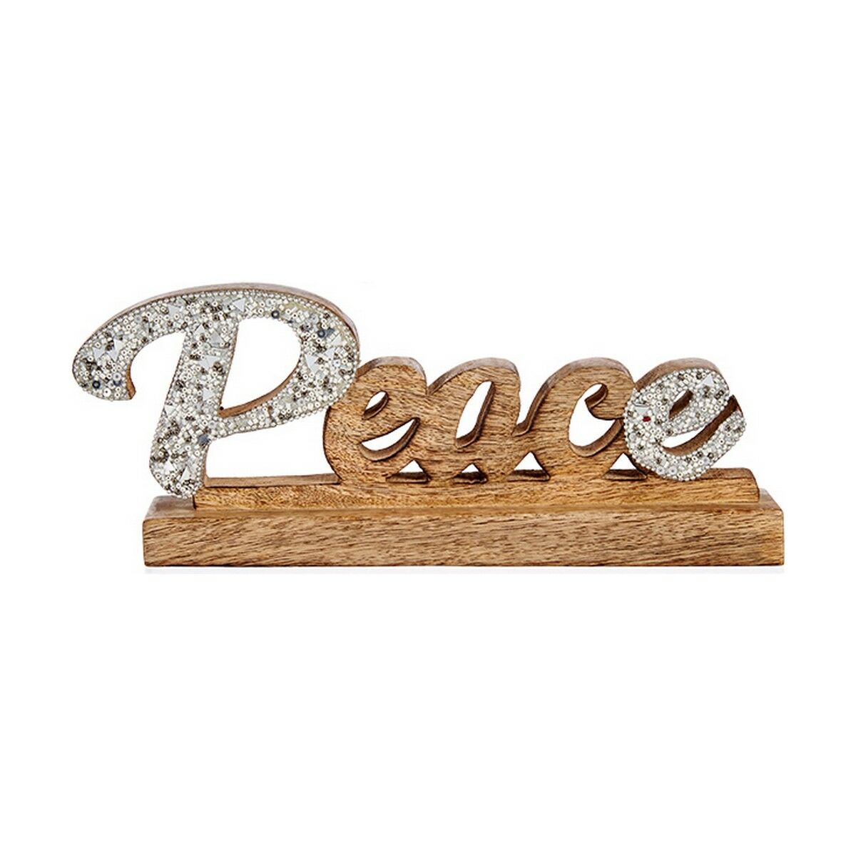 Decorative Figure Peace Glitter 6 x 13 x 31 cm Silver Wood Decorative Figure Peace Glitter 6 x 13 x 31 cm Silver Wood
