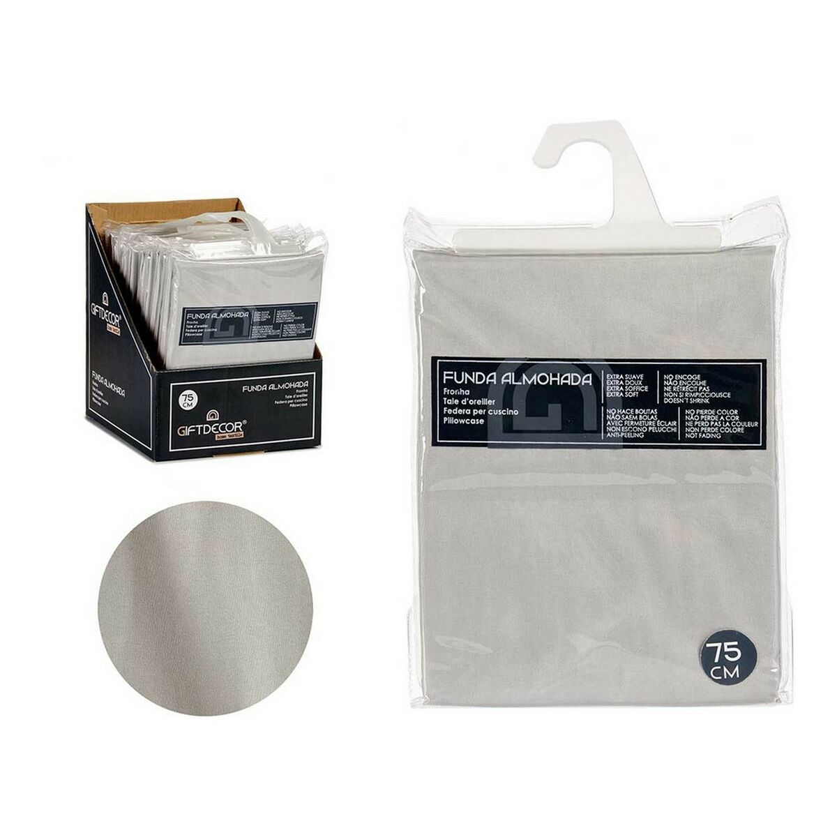 Pillowcase Grey 45 x 0,3 x 90 cm Pillowcase Grey 45 x 0,3 x 90 cm