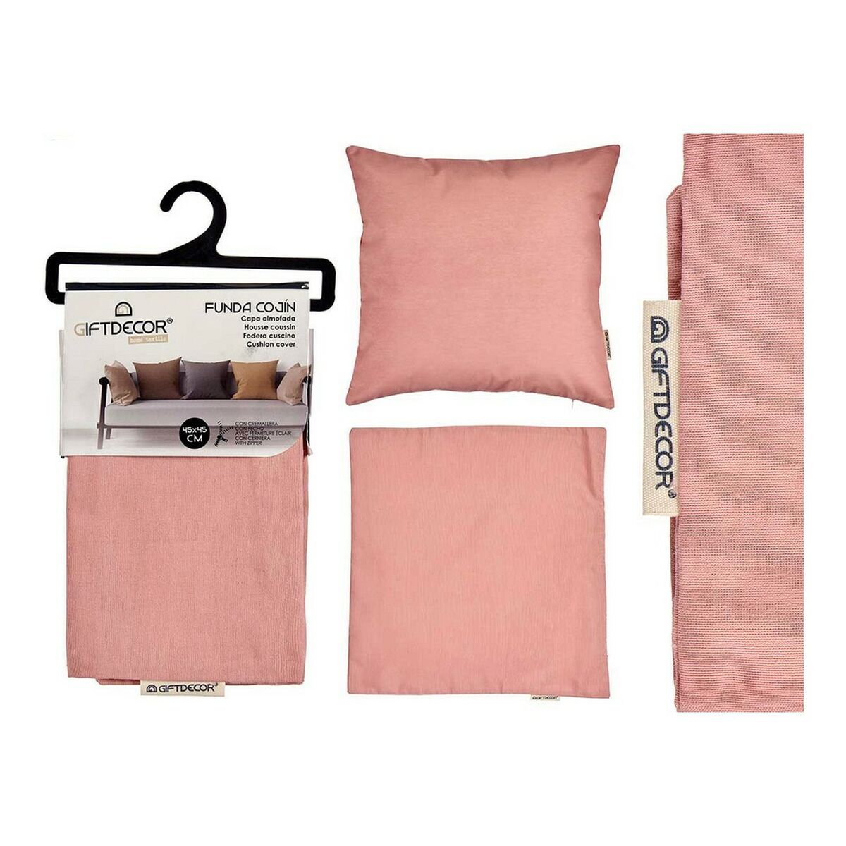 Cushion cover Pink 45 x 0,5 x 45 cm 60 x 0,5 x 60 cm Cushion cover Pink 45 x 0,5 x 45 cm 60 x 0,5 x 60 cm