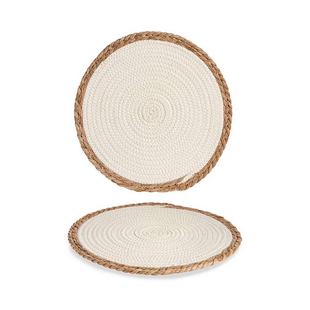 Table Mat White White/Brown Natural 35 x 1 x 35 cm Table Mat White White/Brown Natural 35 x 1 x 35 cm