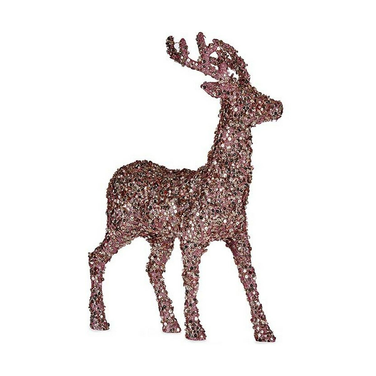 Decoration Medium Reindeer 15 x 45 x 30 cm Pink Golden Plastic Decoration Medium Reindeer 15 x 45 x 30 cm Pink Golden Plastic