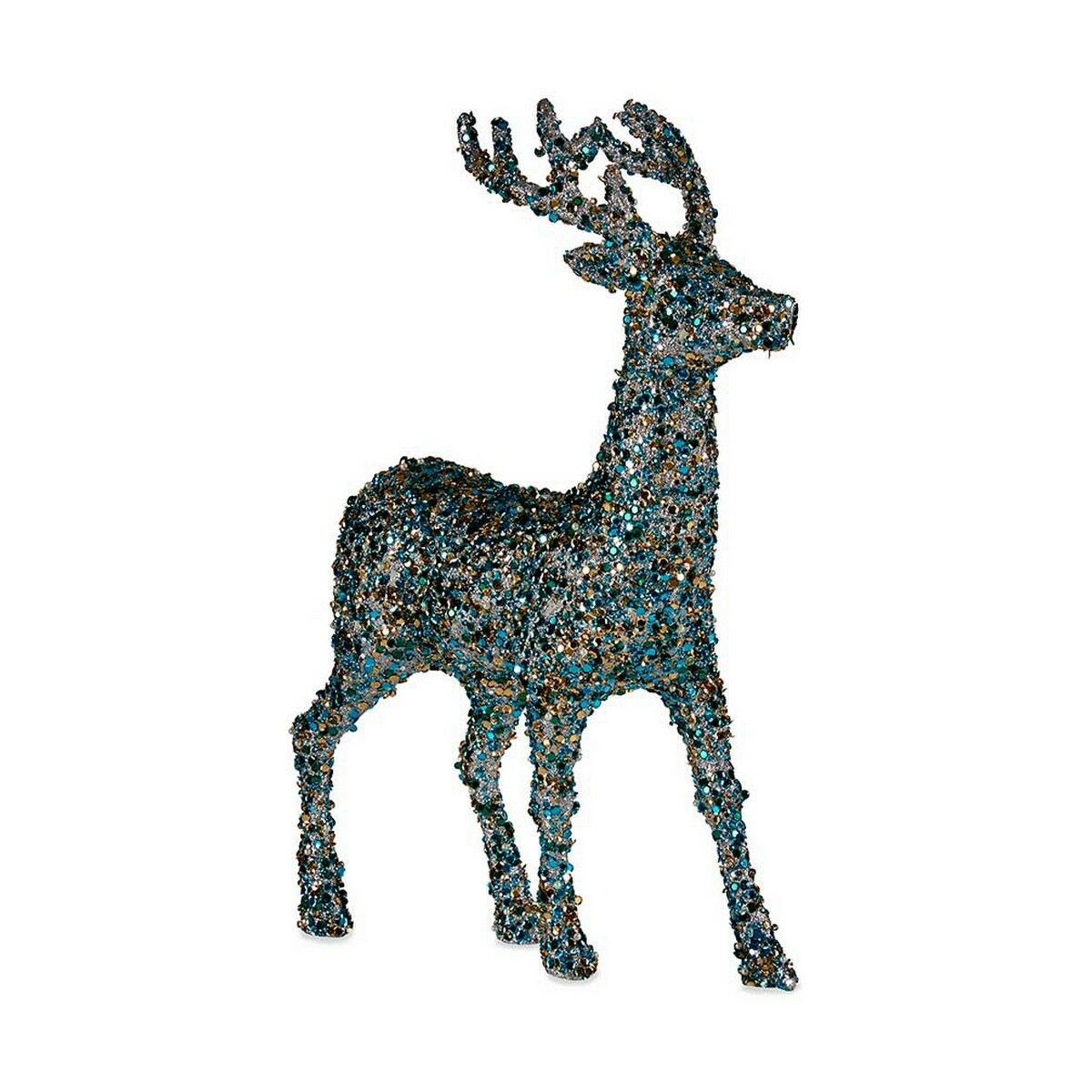Decoration Medium Reindeer 15 x 45 x 30 cm Blue Golden Plastic Decoration Medium Reindeer 15 x 45 x 30 cm Blue Golden Plastic
