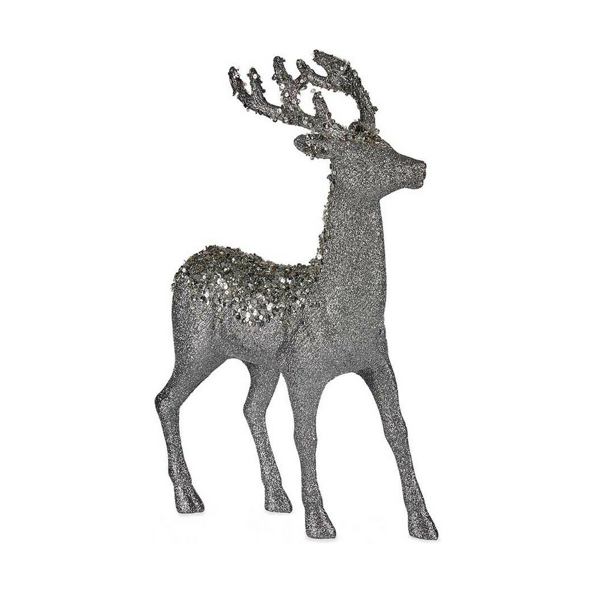 Decoration Medium Reindeer 15 x 45 x 30 cm Silver White Plastic Decoration Medium Reindeer 15 x 45 x 30 cm Silver White Plastic