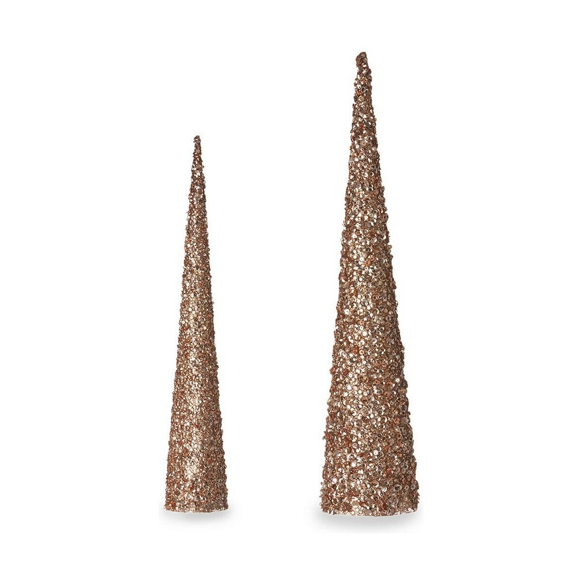 Decoration Christmas Cones Sequins 9,5 x 60 x 9,5 cm 8,5 x 8,5 x 40 cm Golden Bronze