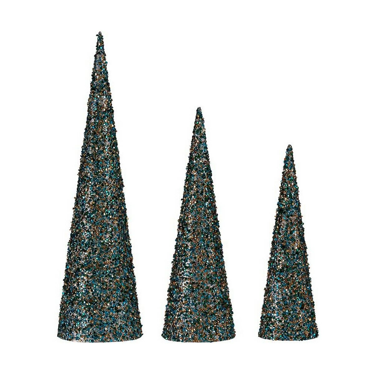 Decoration Christmas Cones Sequins Blue Golden Plastic Decoration Christmas Cones Sequins Blue Golden Plastic