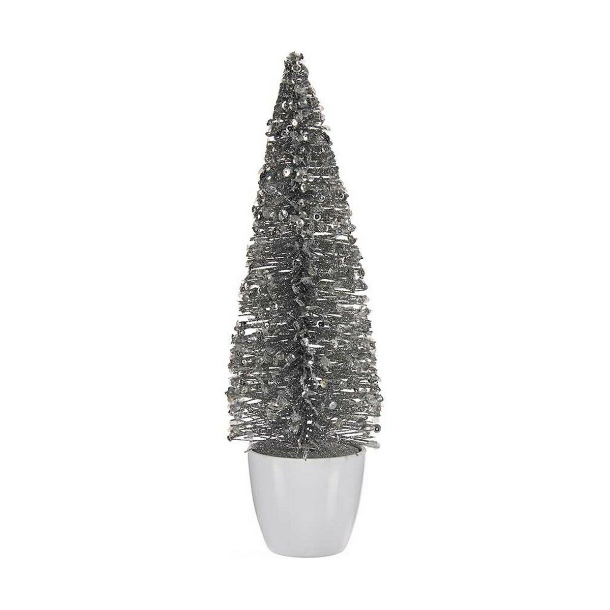 Christmas Tree Medium 10 x 33 x 10 cm Silver White Plastic Christmas Tree Medium 10 x 33 x 10 cm Silver White Plastic